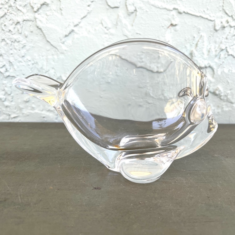 VANNES Le-Chatel France Crystal Fish Trinket-Box/Ashtray/Paperweight
